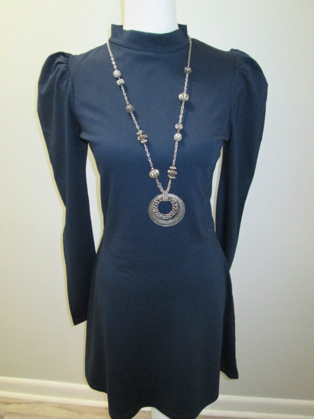 Opening Ceremony by Chloë Sevigny Navy Blue Mock Neck Dress NWT M - Picture 3 of 10